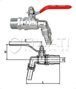 Brass Bib Cock (3-Pc, Nickel Polish)