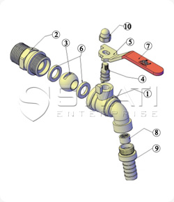 Brass Bib Cock (3-Pc, Nickel Polish)